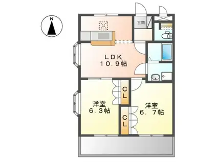 サンフィット青山(2LDK/1階)の間取り写真