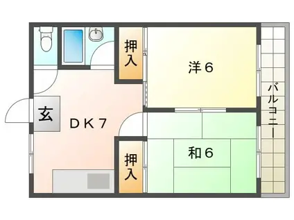 寝屋川スカイハイツ(2DK/4階)の間取り写真