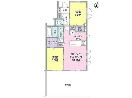桜コート上用賀(2LDK/1階)の間取り写真