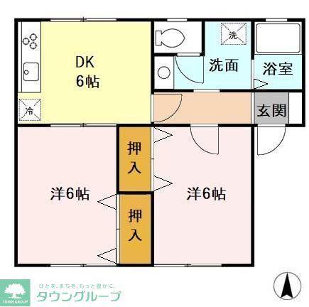コーポラスM(2DK/1階)の間取り写真