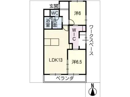 牧の里サンシャインビル101号(2LDK/1階)の間取り写真