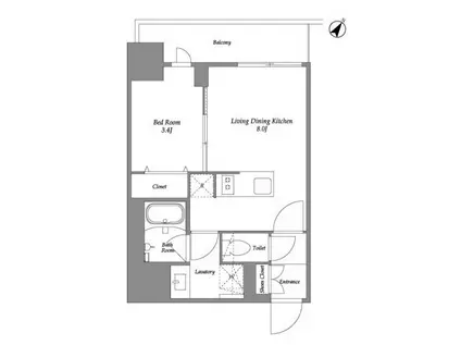 オープンブルーム伊勢佐木町(1LDK/4階)の間取り写真