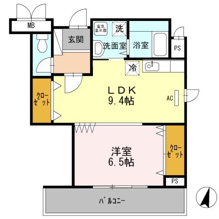 PERLA(1LDK/2階)の間取り写真