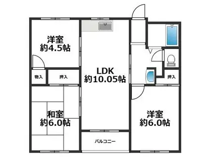 御崎北ビル(3LDK/3階)の間取り写真