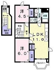 ブランドールアビテ(2LDK/2階)の間取り写真