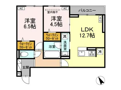 ディー パイナ 市場下町(2LDK/2階)の間取り写真