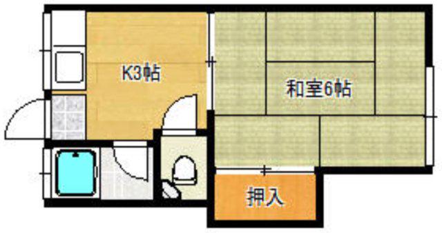 メゾンタキ井尻A(1K/2階)の間取り写真