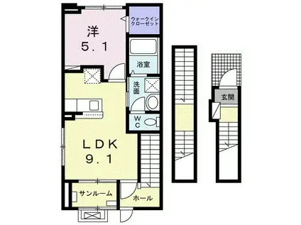 ブリーゼI(1LDK/3階)の間取り写真