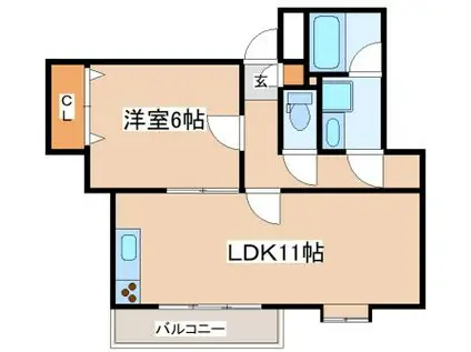 ドール霞ヶ丘(1LDK/3階)の間取り写真