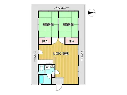 橋口マンション(2LDK/4階)の間取り写真