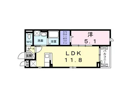 コンフォートアザレア石清水(1LDK/2階)の間取り写真