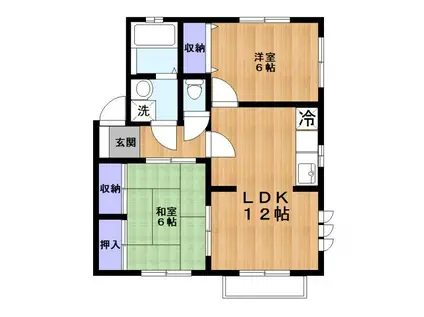 コートドール F棟(2LDK/2階)の間取り写真