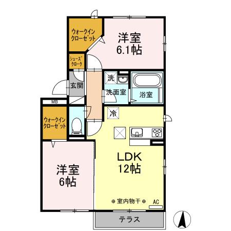 ヴィラ浜見山(2LDK/1階)の間取り写真