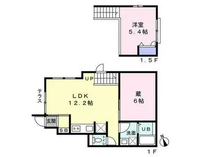 REFINEMENT(1LDK/1階)の間取り写真