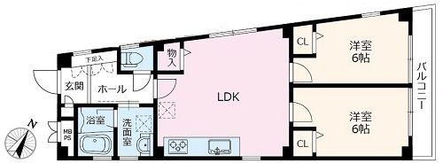 千早ビル(2LDK/3階)の間取り写真