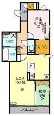 トリシア上甲子園(2LDK/1階)の間取り写真