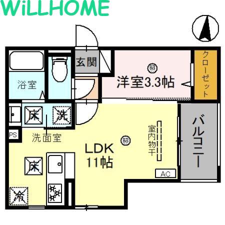 D-LUCE黒田-イースト(1LDK/3階)の間取り写真