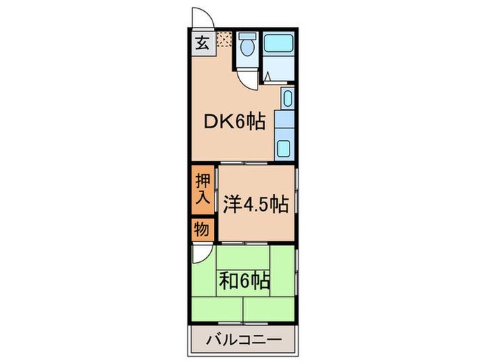 原田ハイツ(2DK/2階)の間取り写真