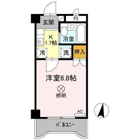 カナンハイツ大元(1K/3階)の間取り写真