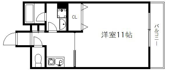 宝源ビル(1K/10階)の間取り写真