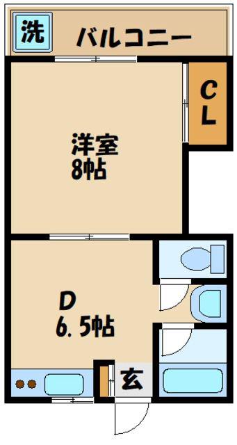 第2コーポ横田(1DK/2階)の間取り写真