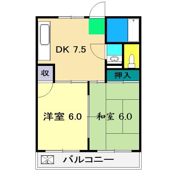 センターハウスハリマヤ(2DK/5階)の間取り写真