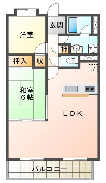 パレ清水が丘(2LDK/2階)の間取り写真