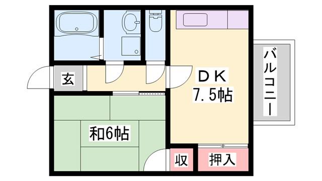 マイアール新町A(1DK/2階)の間取り写真