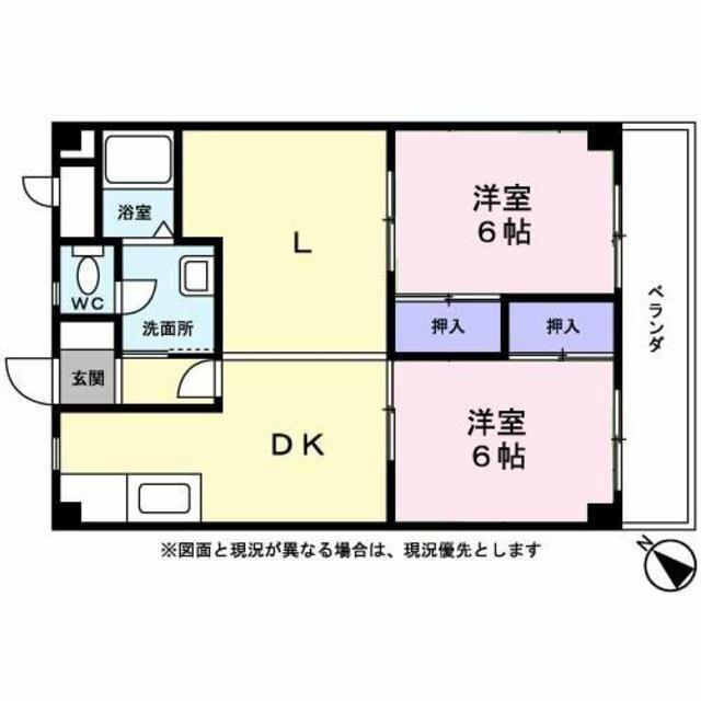 パークハイツスイメイ(2LDK/1階)の間取り写真