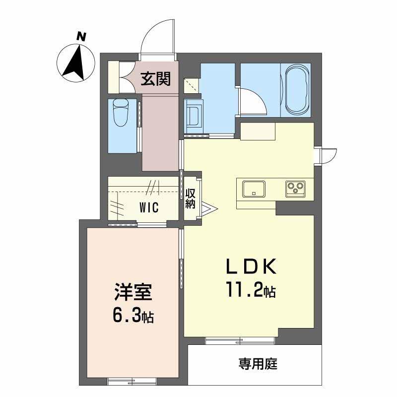 COEURMAISON内方(1LDK/2階)の間取り写真