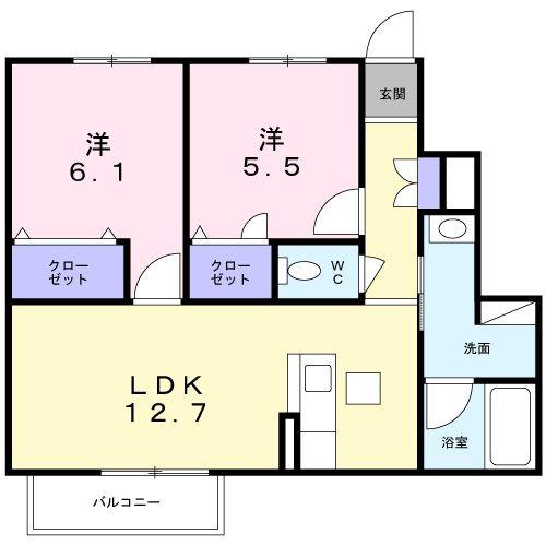 シャーメゾン セルディーナ(2LDK/1階)の間取り写真