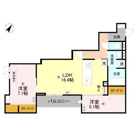 ラ メゾン ピック 中百舌鳥II(2LDK/2階)の間取り写真