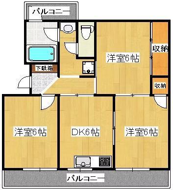 屋島パークハイツ(3DK/2階)の間取り写真