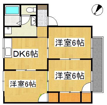 プレセジュール貝原 A棟(3DK/2階)の間取り写真