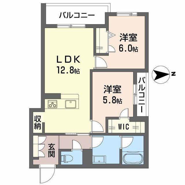 スプレンドーレ新金岡(2LDK/2階)の間取り写真