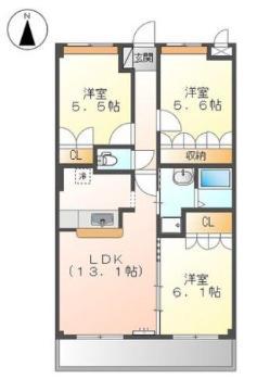 シャン・ド・ボヌール(3LDK/2階)の間取り写真