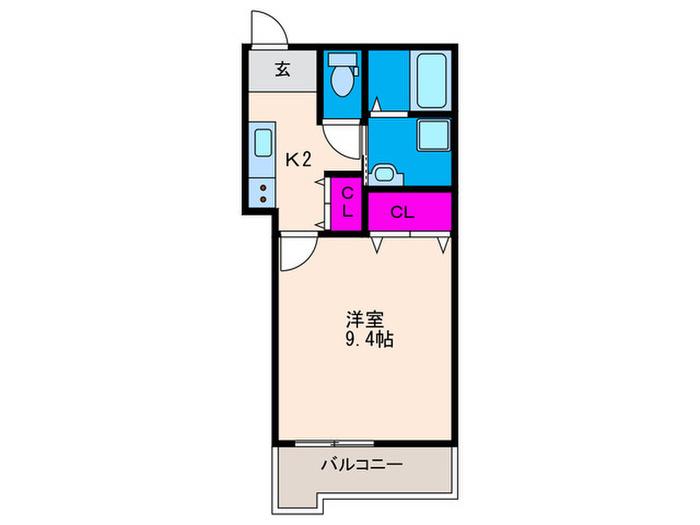 MATERIAL瀬川(1K/2階)の間取り写真