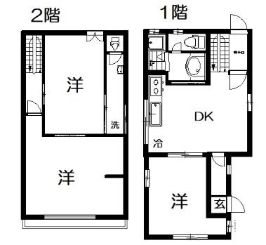 西大井戸建(3DK/1階)の間取り写真