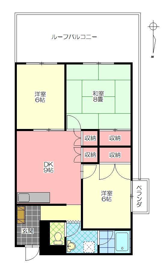 南須賀コーポ(3DK/3階)の間取り写真
