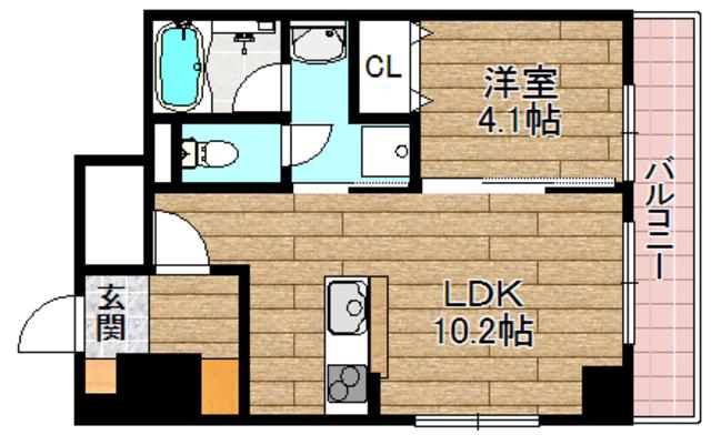 山崎マンション16高槻芥川(1LDK/3階)の間取り写真