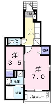シーサイドビレッジB(1SK/1階)の間取り写真
