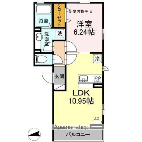 TWINREVEHIGASHISUNAI(1LDK/2階)の間取り写真