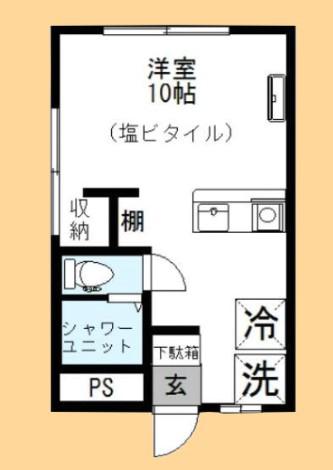 WJ・A-18(ワンルーム/1階)の間取り写真