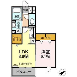 グランピュア土橋(1LDK/2階)の間取り写真