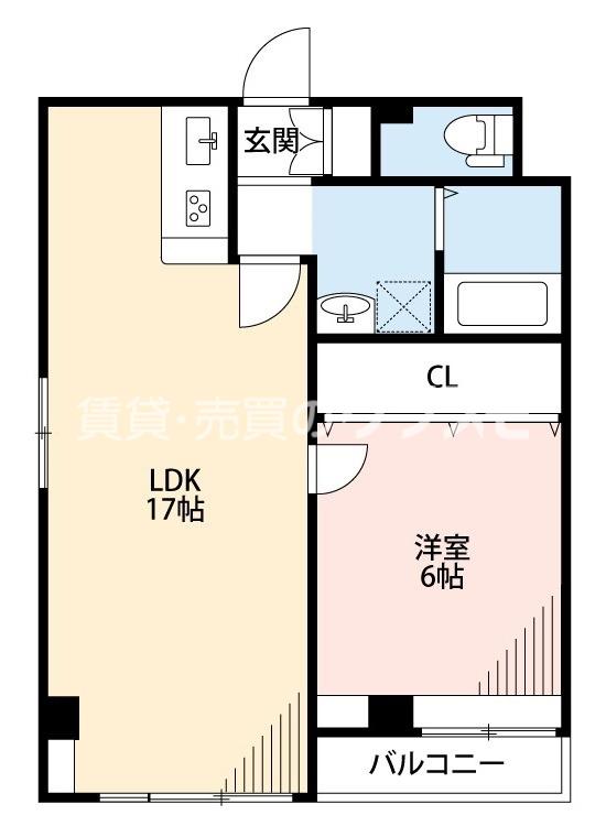 三研BLD桜川(1LDK/6階)の間取り写真