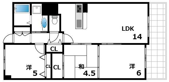 本山センチュリーマンション(3LDK/9階)の間取り写真