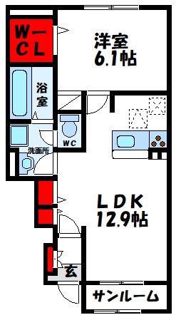 ラ・フィオーレ(1LDK/1階)の間取り写真