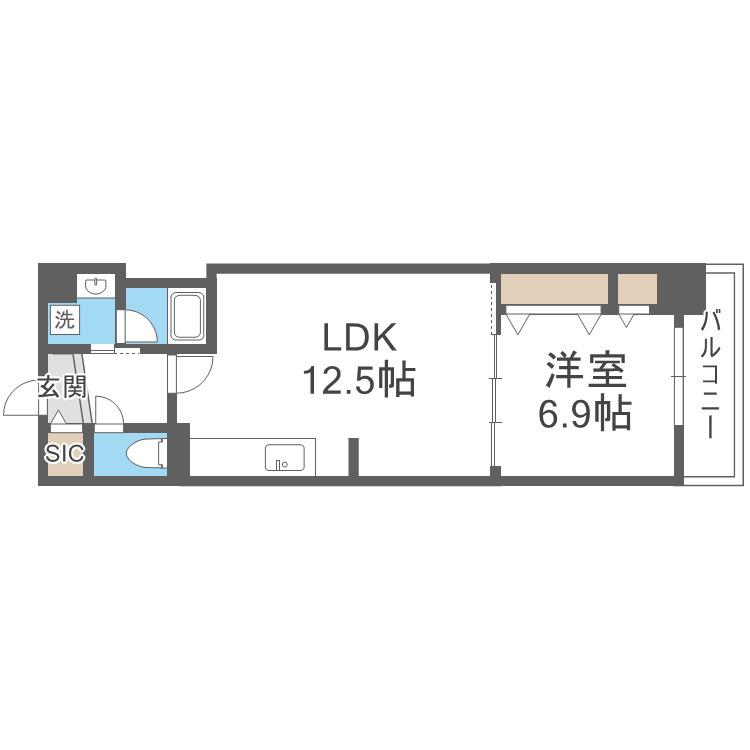 グランセジュール大国町(1LDK/11階)の間取り写真