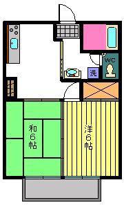 アムールハイム(2DK/1階)の間取り写真