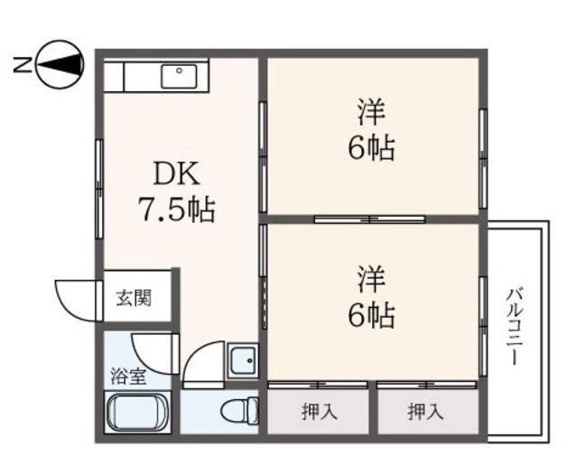 サンハイツ(2DK/3階)の間取り写真